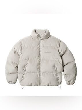 Palace Corduroy Puffa Jacket Stone Men's Size XL SS25 Off-White Embroidered Logo
